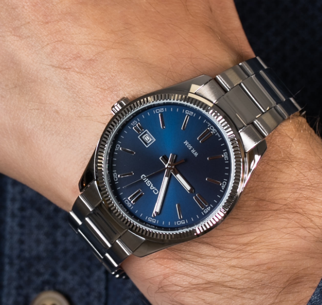 GENUINE MEN'S WATCH BLUE DIAL WITH DATE MTP-1302D 7AV - Image 3