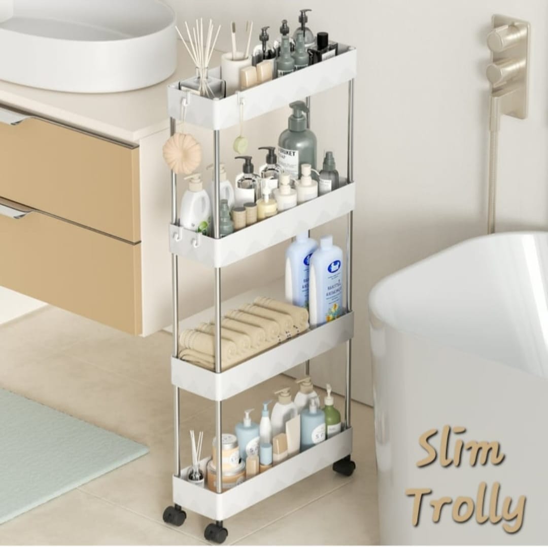 SLIM MOVABLE STORAGE TROLLEY