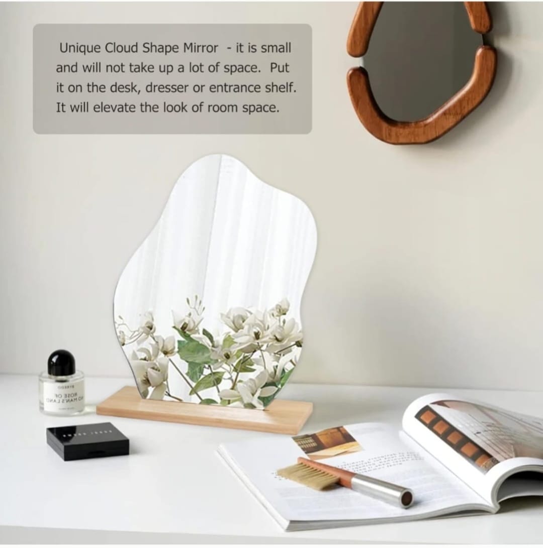 CLOUD SHAPE MIRROR WITH WOODEN STAND